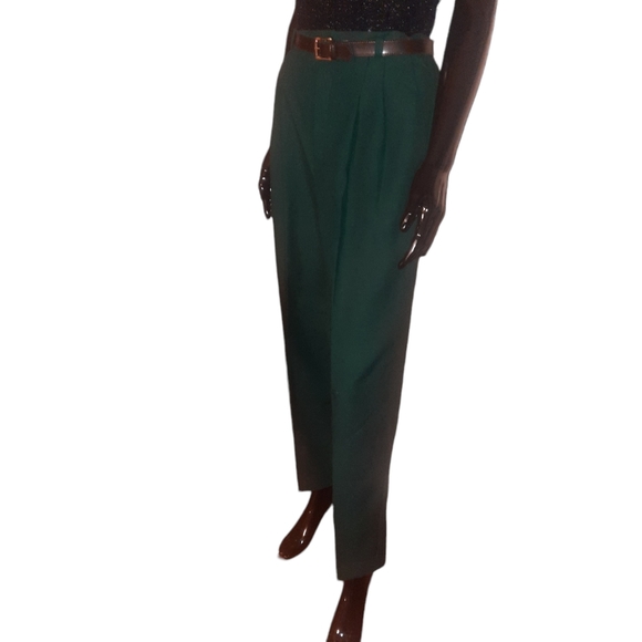 Vintage 80s / 90s Dark Green Pleated Pants | Size 10 | NWT - Picture 5 of 10